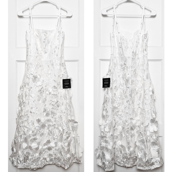 NWT LULUS Floral Embroidered Applique Square Neck Sleeveless Fit & Flare Dress M - Picture 3 of 5
